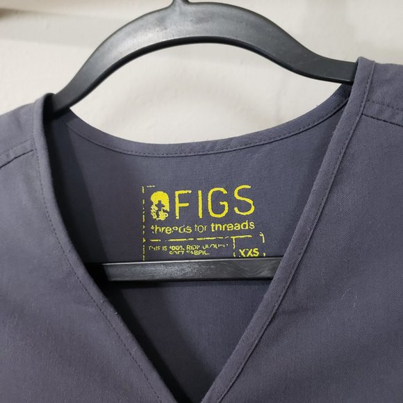 Figs Charcoal Gray Isabela Mock Scrub Top Size XXS - Picture 3 of 9